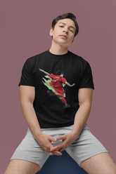 Flaming Kick Football T-Shirt